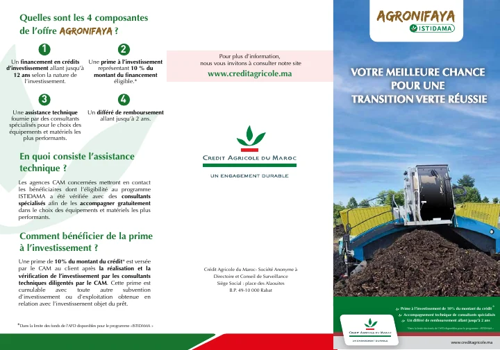 Première page de Crédit Agricole du Maroc — AGRONIFAYA