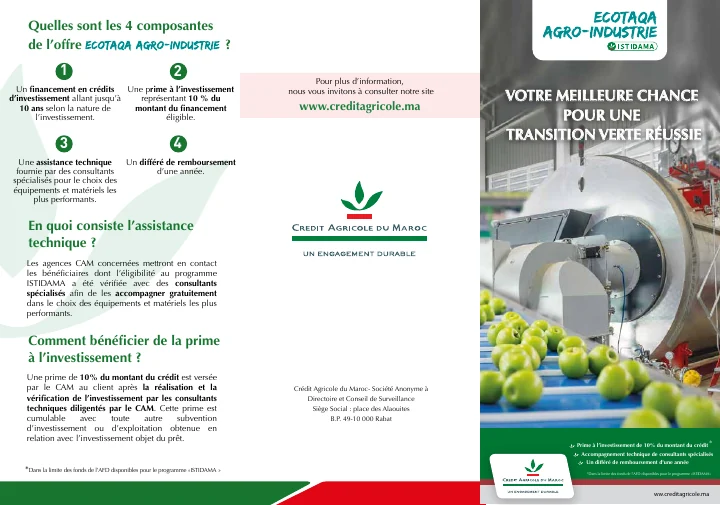 Première page de Crédit Agricole du Maroc — ECOTAQA Agro-industrie