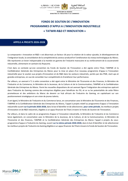 Première page de FSI — Avis d’appel à projets 2026–2028
