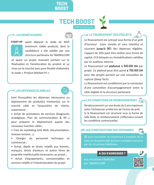 Première page de Tech Boost — Fiche de financement